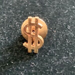 Gold toned Dollar Sign Tie Pin 2 of 2 could be worn by a man or a women